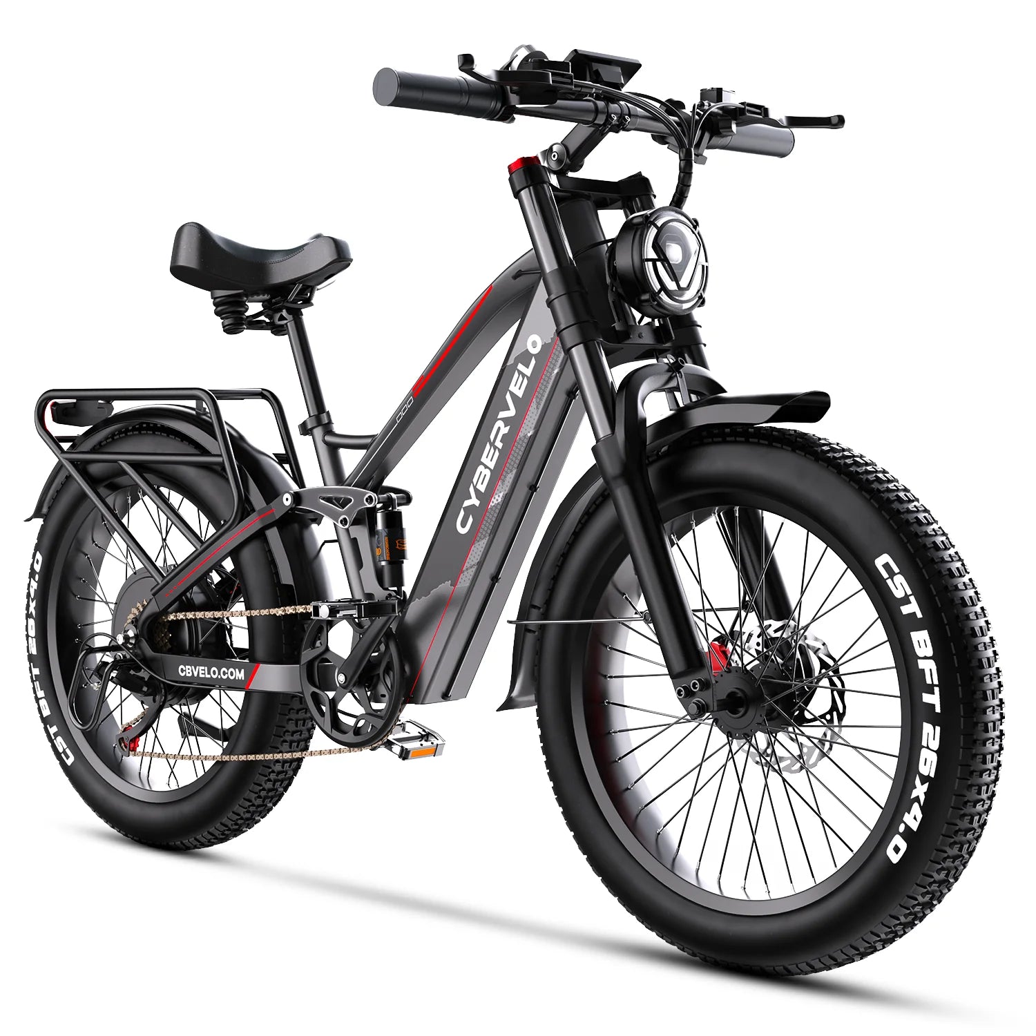 Cybervelo Strong Power Ebike, 5000W Motor Off Road Electric Bike, 100 Miles Long Range, 26"x4.0” Fat Tire, 40Ah Big Battery EK9