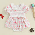 Adorable Toddler Floral Print Sleeveless Romper Dress with Bowknot Detail and Ruffled Hemline for Summer Beach Party