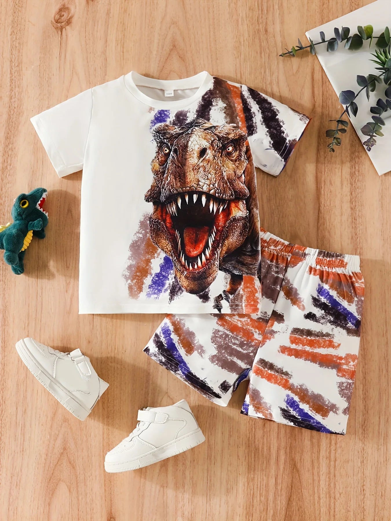 Children's Clothing Suit for Boy Short Sleeve Girl Shorts 3D Cartoon Dinosaurs Print Kids Summer Clothes Boy set Children's Set