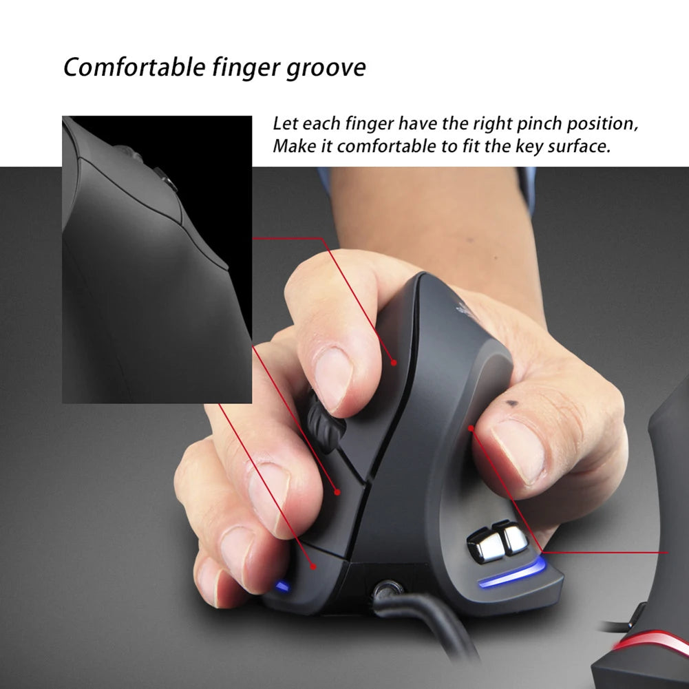 ZELOTES T20 Ergonomic Mice Silent Wired Vertical Rechargeable Ergonomic 3200 DPI USB Optical Laptop Computer PC Gamer Mouse
