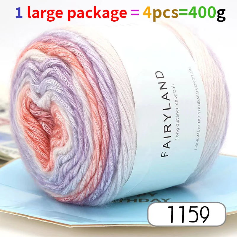 1pc 100g Gradient Rainbow Yarn, Suitable for DIY Crochet and Knitted Warm Sweaters, Scarves, Hats, Shawls, Etc