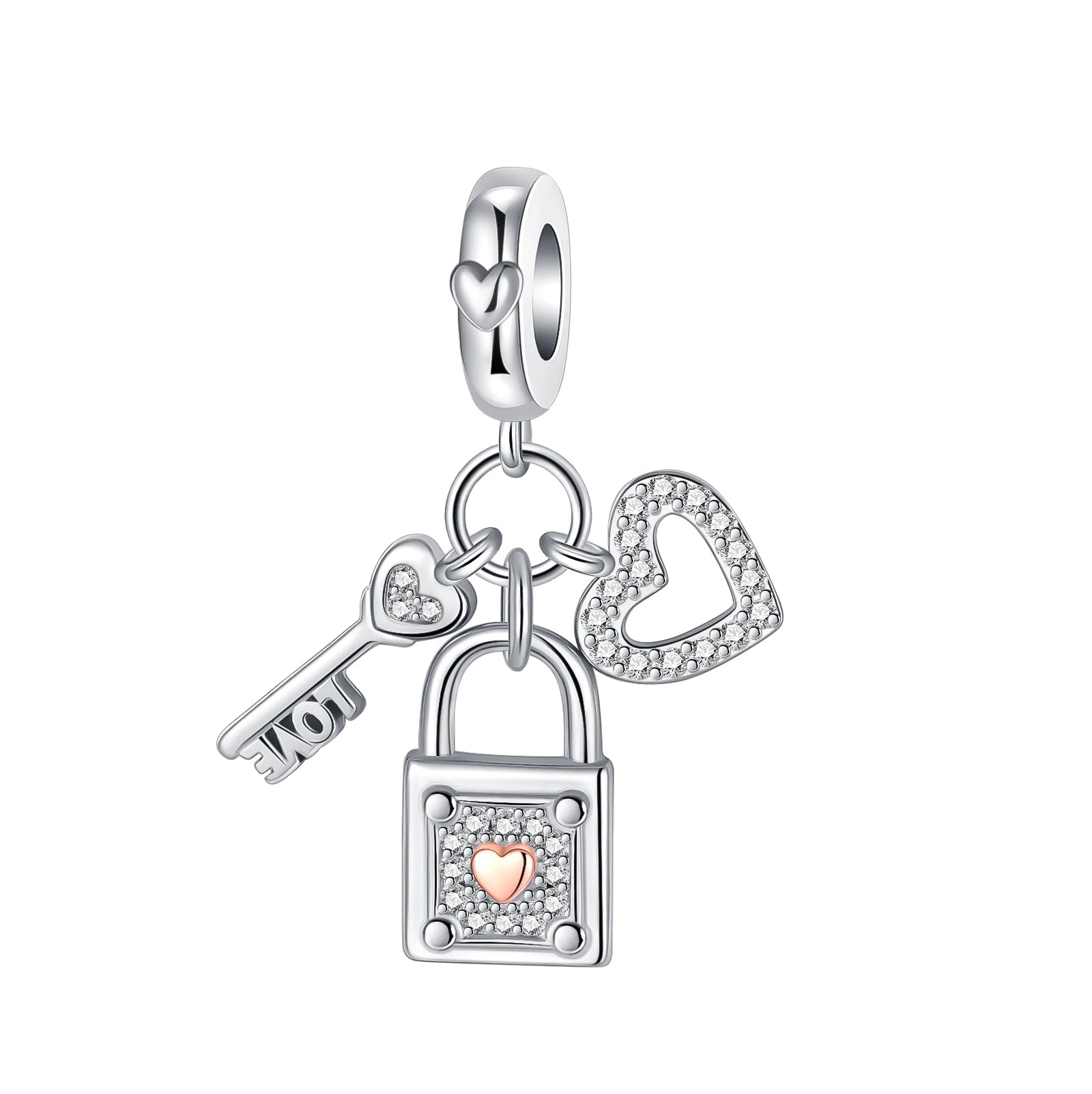 2024 New 925 Sterling Silver Bead Golden Heart-Shaped Lock Birthday Candle Charm Fit Bracelet DIY Women Jewelry