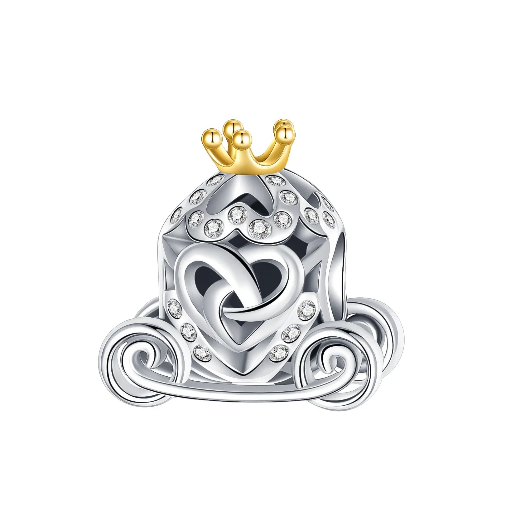 2024 New 925 Sterling Silver Bead Golden Heart-Shaped Lock Birthday Candle Charm Fit Bracelet DIY Women Jewelry