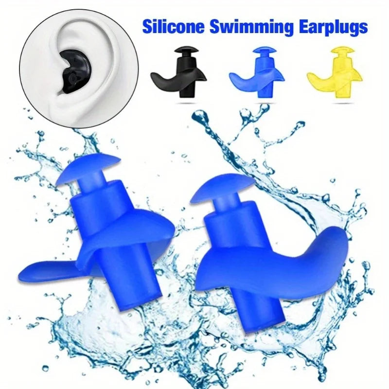 2 Pieces/1 Pair Waterproof Silicone Earplugs - Reusable Swimming Plugs for Showering & Bathing, Diving & Surfing,