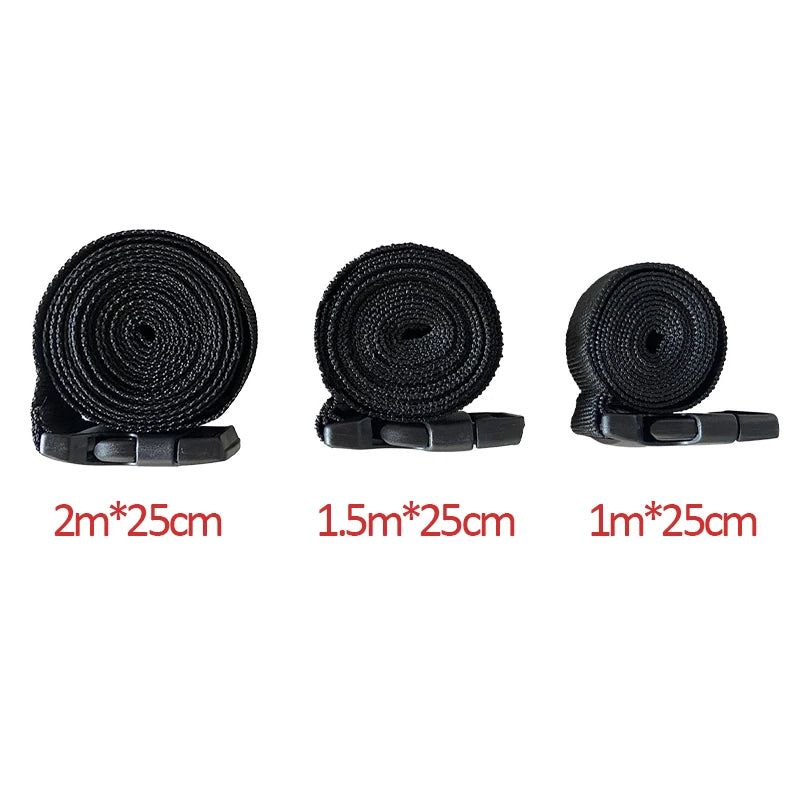 Black Durable Nylon 1/1.5/2m Travel Tied Cargo Tie Down Luggage Lash Belt Strap With Cam Buckle Travel Kits Outdoor Camping Tool