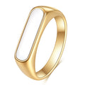 VQYSKO Mother Of Pearl Waterproof Tarnish Free Ring Signet Ring Dainty Bar Beautiful Gift For Her Him Staple Jewelry
