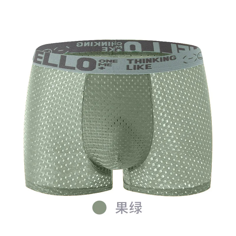 Ice Silk Mesh Underwear Men Boxers Comfortable Anti-bacterial Hollowed Out Breathable Men Summer Light Thin Section Boxer Shorts