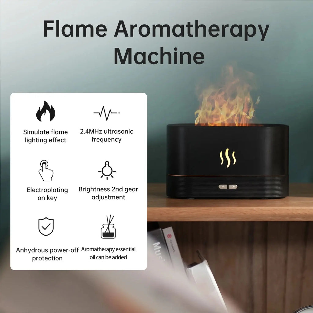 Vissko Aroma Diffuser Air Humidifier Ultrasonic Aromatherapy Cool Mist Maker 180ML Essential Oil Flame Lamp Difusors For Home