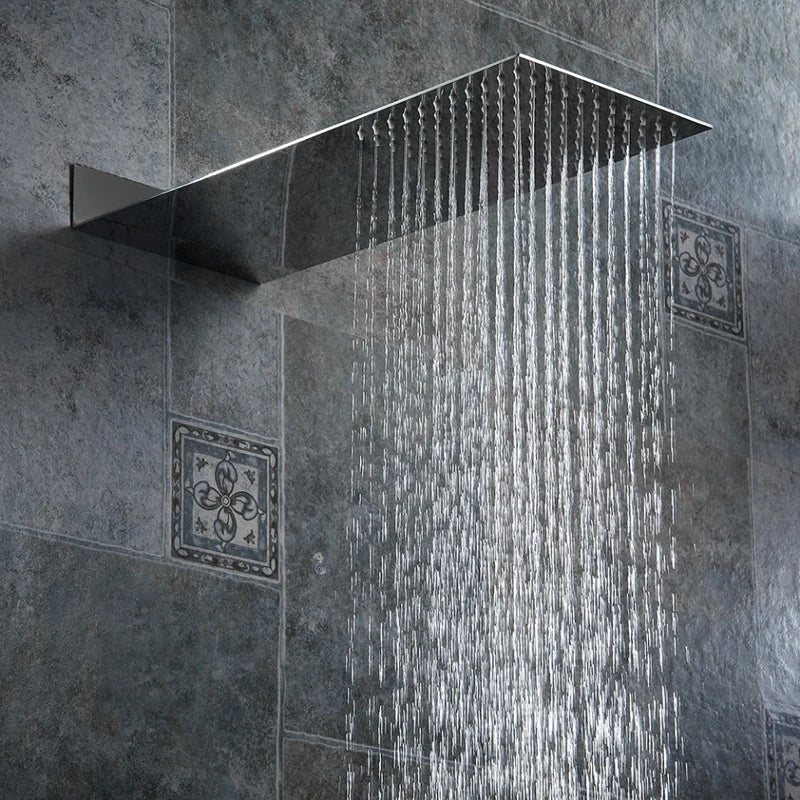 BAKALA Stainless Steel Rain Shower Head Senior Flush Set Waterfall Faucet with Hand Shower - Modern Bathroom Accessories