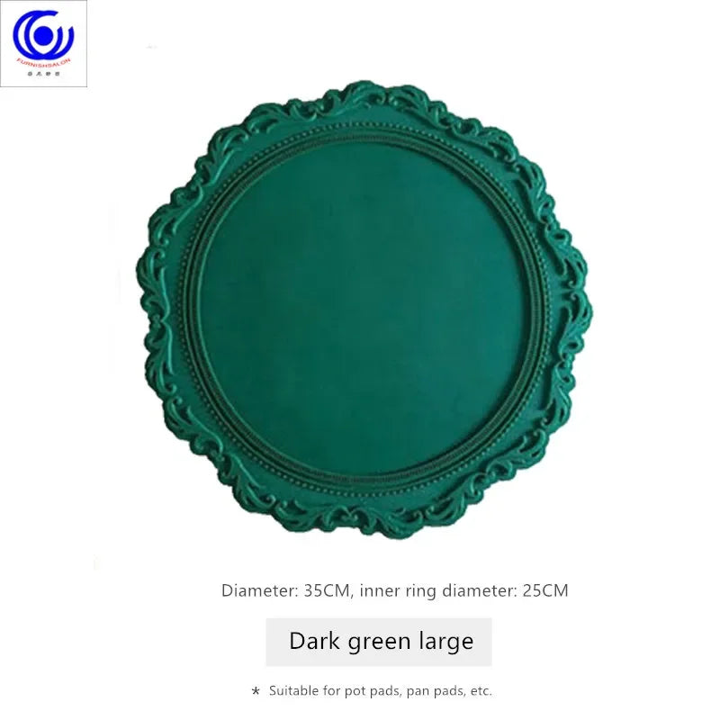 ins retro baroque relief banquet silicone lace placemat thermal insulation anti-scalding plate bowl vase mat