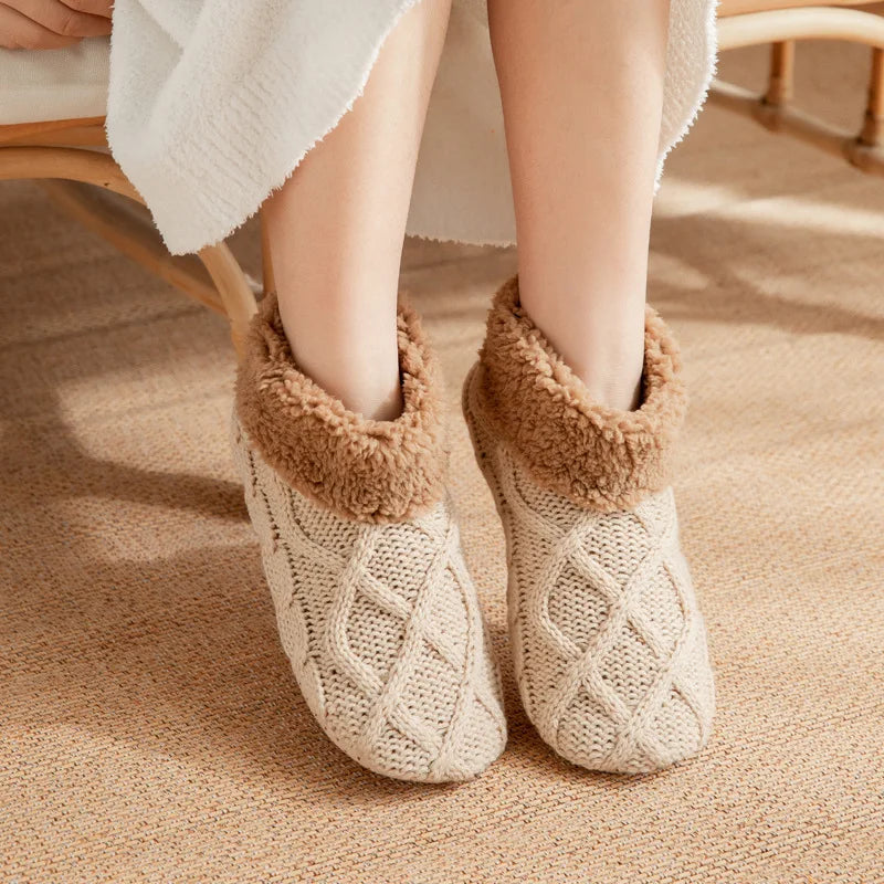 2025 New Thermal Fluffy Non-Slip Slipper Socks Winter Warm Men Women Short Cotton Thickened Fleece Home Sleeping Fuzzy Socks