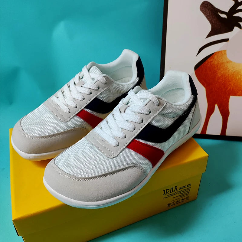 Men's and women's wide toe sports shoes, mesh breathable walking shoes skateboards high-quality classic striped casual shoes