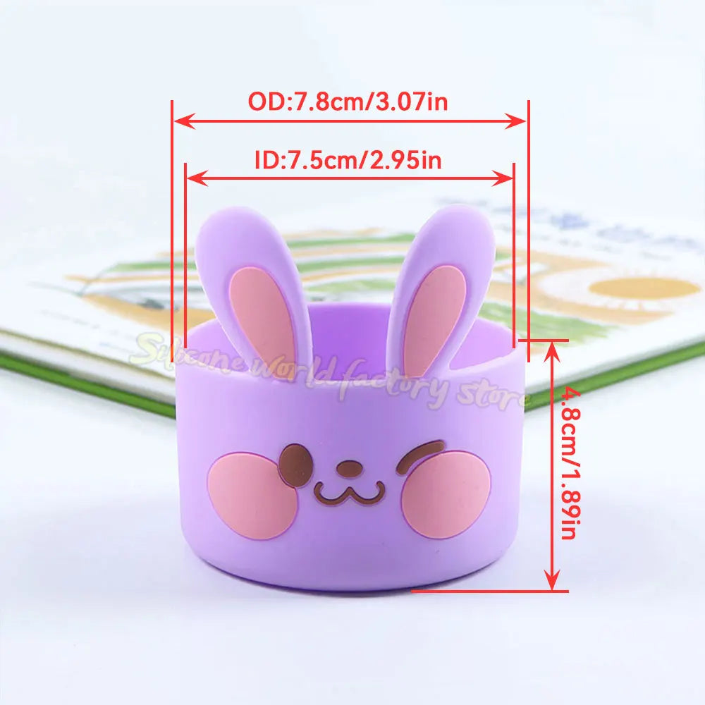 SW 7.5CM Cartoon Animal Bow Silicone Cup Bottom Cover For Stanley 40oz Tumbler Protective Water Bottle Sleeve Anti-slip Cup Boot