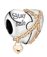 2024 New 925 Sterling Silver Bead Golden Heart-Shaped Lock Birthday Candle Charm Fit Bracelet DIY Women Jewelry