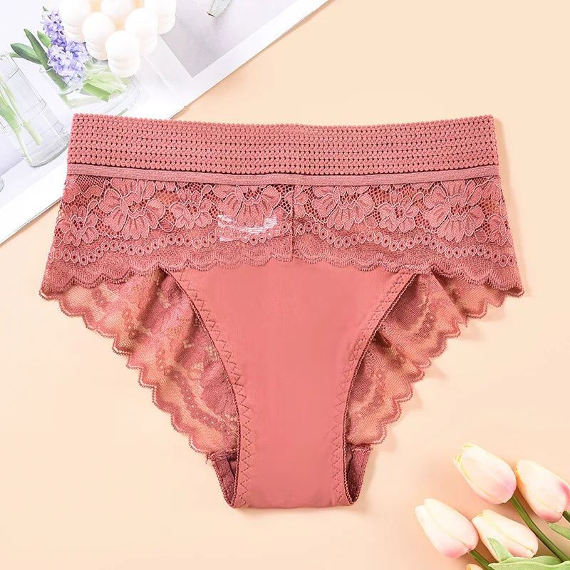 Sexy Lace Briefs High Waisted Women Underwear Elastic Breathable Panties Hollowed Out Embroidery Summer Lingerie Трусы Женские