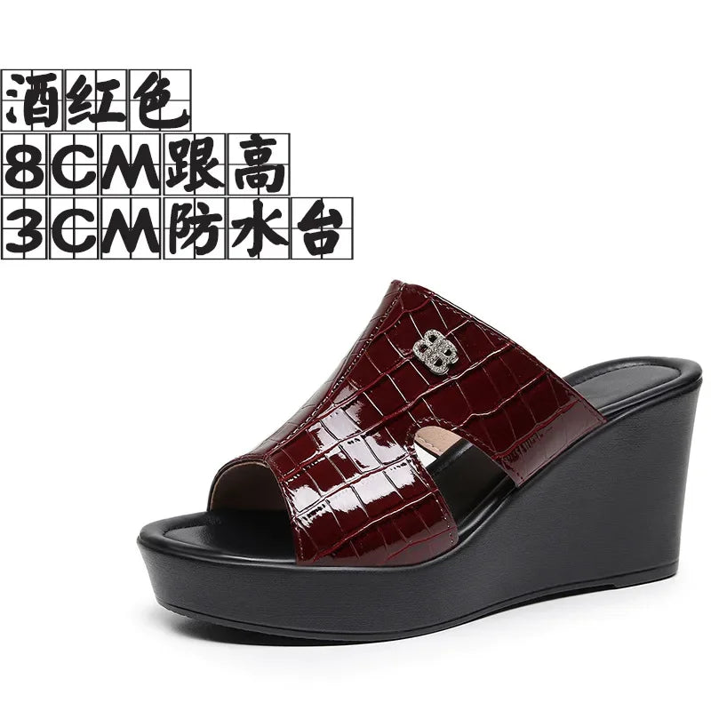 2025 33-43 Summer Wedges Heeled Slippers Ladies Shoes for Women Sandals Peep Toe Outside Women's Slipper Female Platform Sandal
