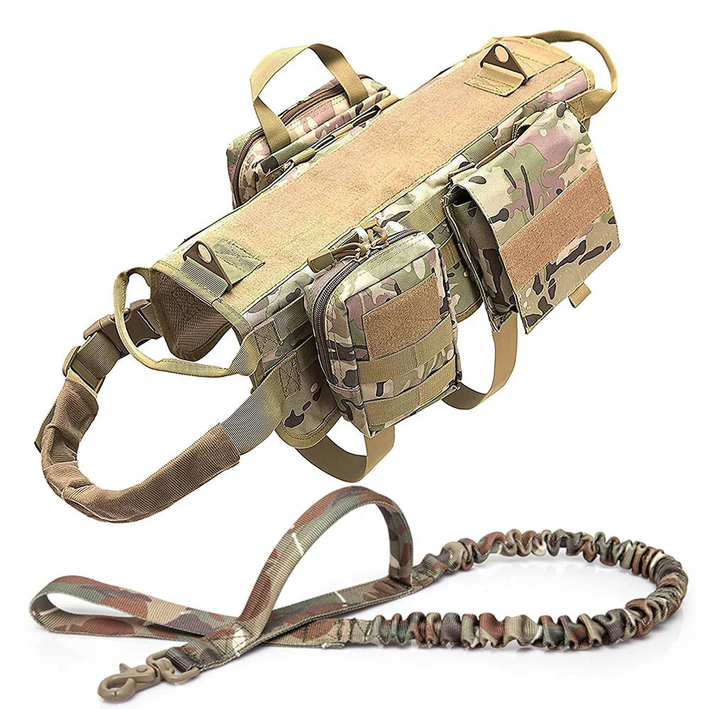 Camouflage Dog Harnesses Pet Tactical Dog Harness and Leash Set German Shepherd Malinois Training Vest For Dogs Accessories