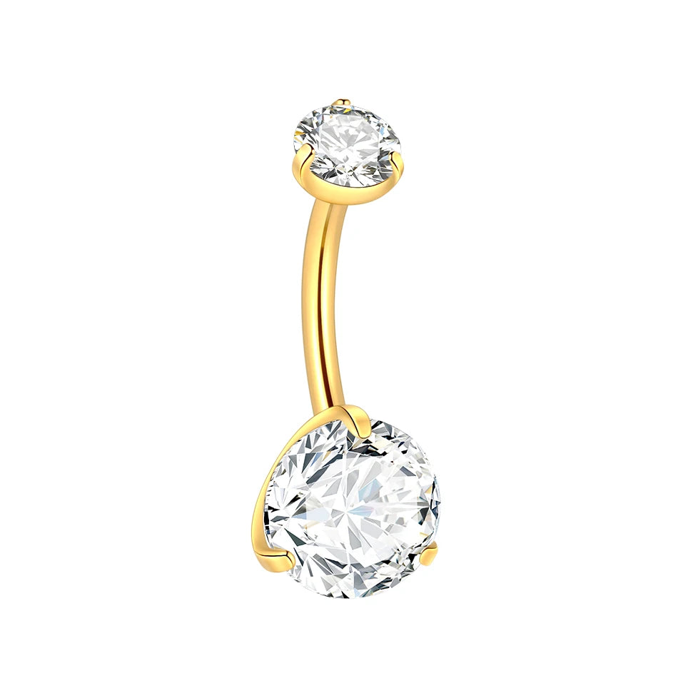 1Pc Titanium Belly Button Ring Zircon Navel Bar Internally Threaded Body Piercing Jewelry Nombril Ombligo Barbell 6/8/10/12mm