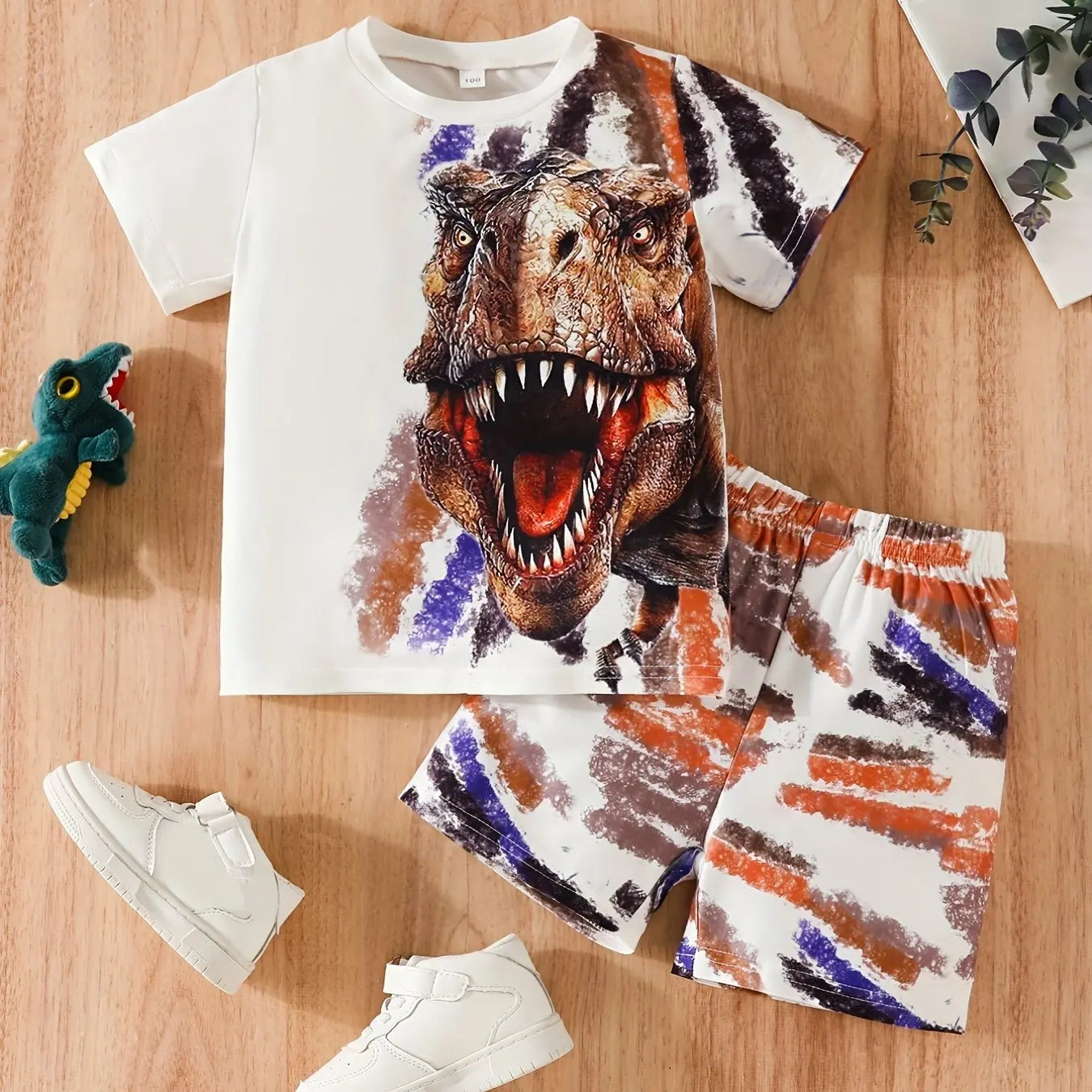 Children's Clothing Suit for Boy Short Sleeve Girl Shorts 3D Cartoon Dinosaurs Print Kids Summer Clothes Boy set Children's Set