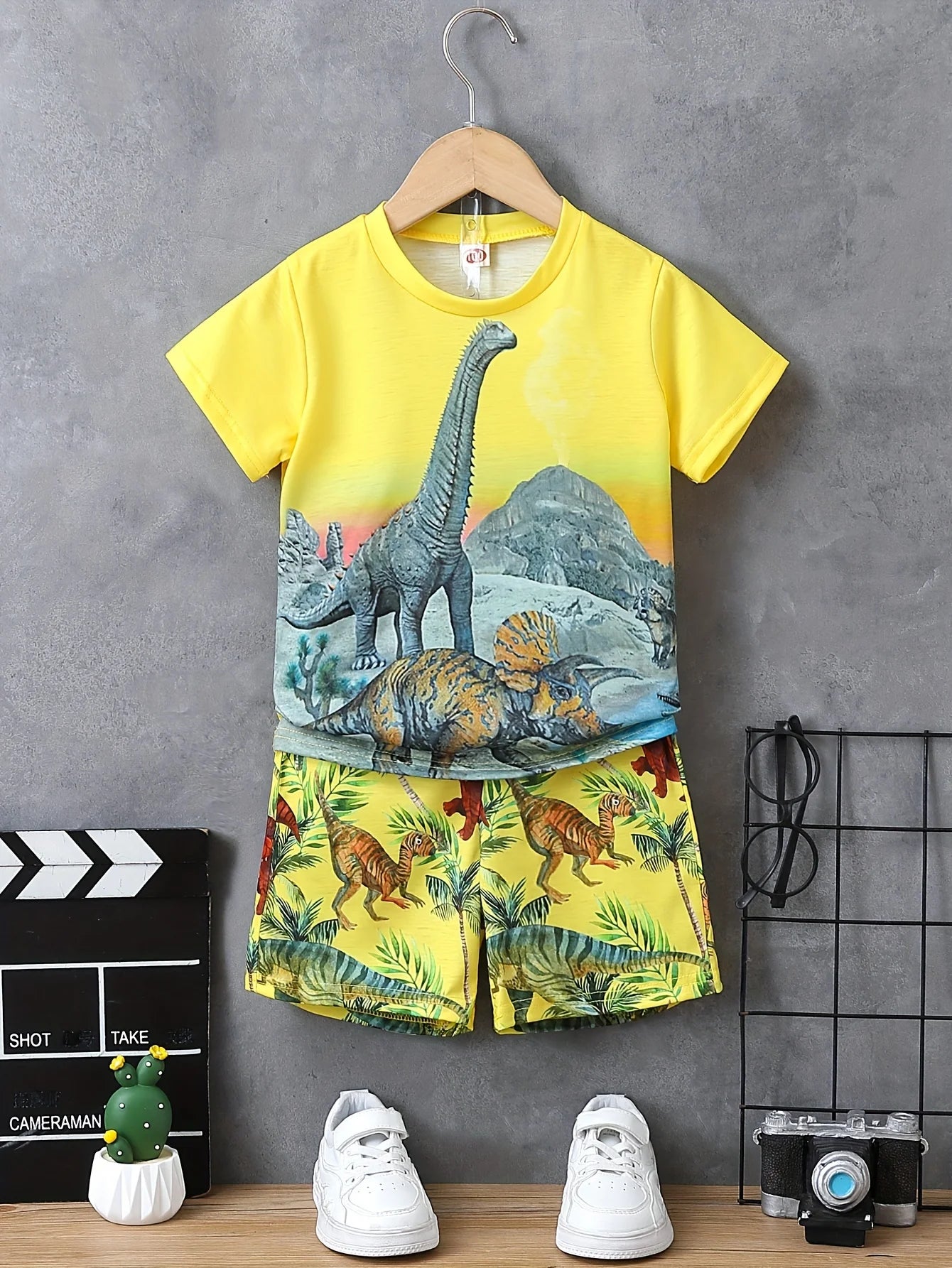 Children's Clothing Suit for Boy Short Sleeve Girl Shorts 3D Cartoon Dinosaurs Print Kids Summer Clothes Boy set Children's Set