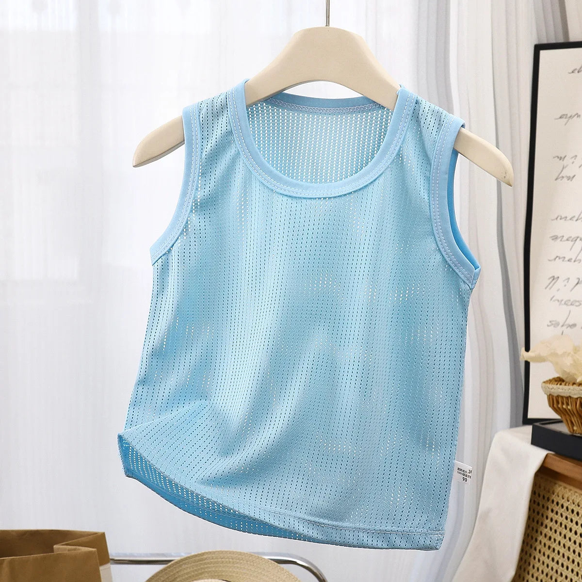 Summer Kids Sleeveless T-shirt Boy Girls Mesh Tank Top Breathable Sports Vest For Toddlers