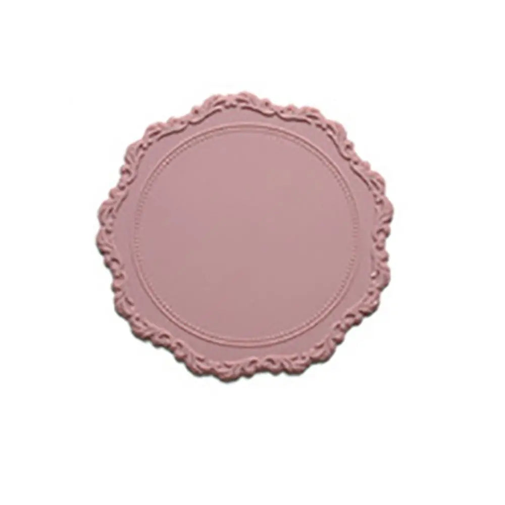 2pcs Lace Round Tableware Pad Silicone Coaster Cup Mat Non-slip Placemat