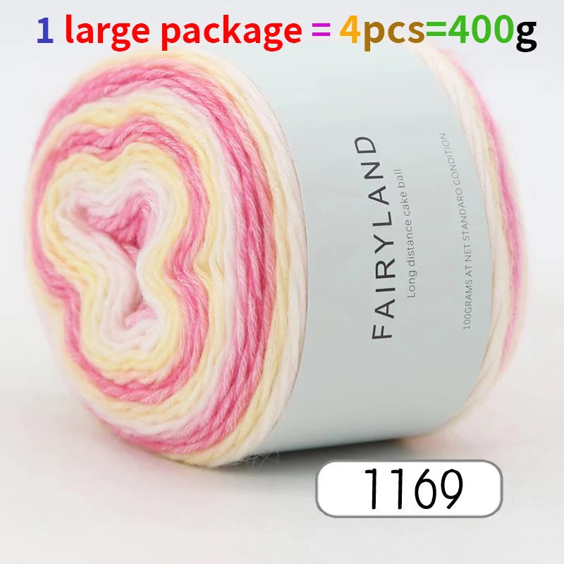 1pc 100g Gradient Rainbow Yarn, Suitable for DIY Crochet and Knitted Warm Sweaters, Scarves, Hats, Shawls, Etc