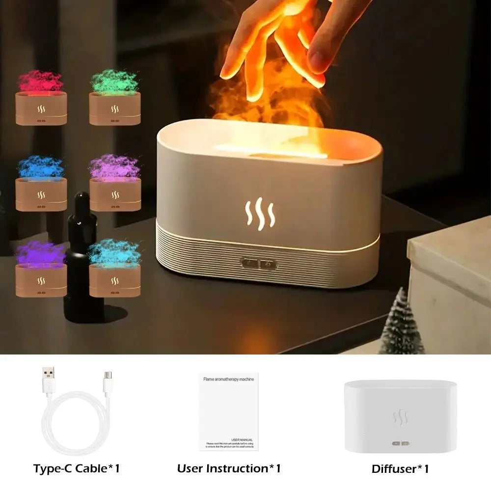 Vissko Aroma Diffuser Air Humidifier Ultrasonic Aromatherapy Cool Mist Maker 180ML Essential Oil Flame Lamp Difusors For Home