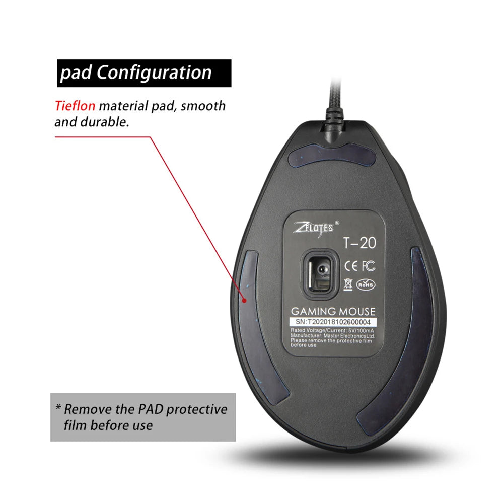 ZELOTES T20 Ergonomic Mice Silent Wired Vertical Rechargeable Ergonomic 3200 DPI USB Optical Laptop Computer PC Gamer Mouse