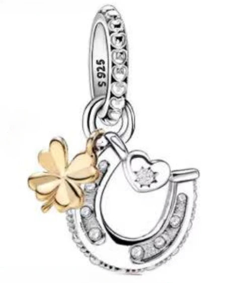 2024 New 925 Sterling Silver Bead Golden Heart-Shaped Lock Birthday Candle Charm Fit Bracelet DIY Women Jewelry