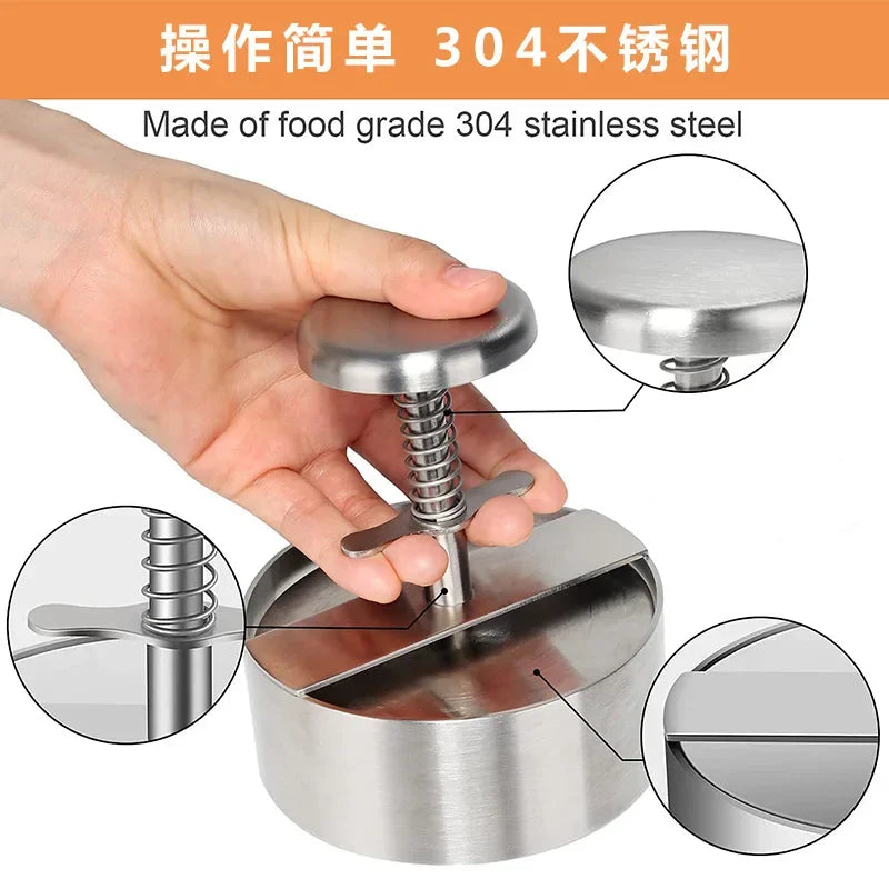 Stainless Steel Hamburger Maker Burger Press Round Shape Non-Stick Cutlets Hamburger Meat Beef Grill Burger Smasher Patty Mold