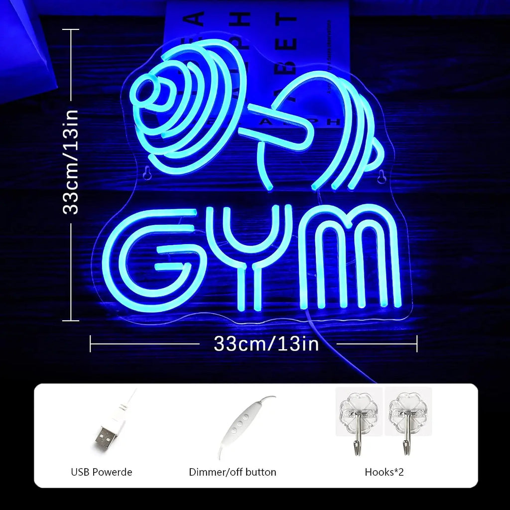 Dumbbell Neon Sign Custom Barbell Gym Neon Signs Gym Letter Neon Light for Sports Room, Decor Club,Party Bar Fitness Club Decor