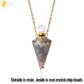 Resin Natural Stone Quartz Aromatherapy Pendant Necklace Gold Color Essential Oil Diffuser Perfume Bottle Crystal Necklaces H205