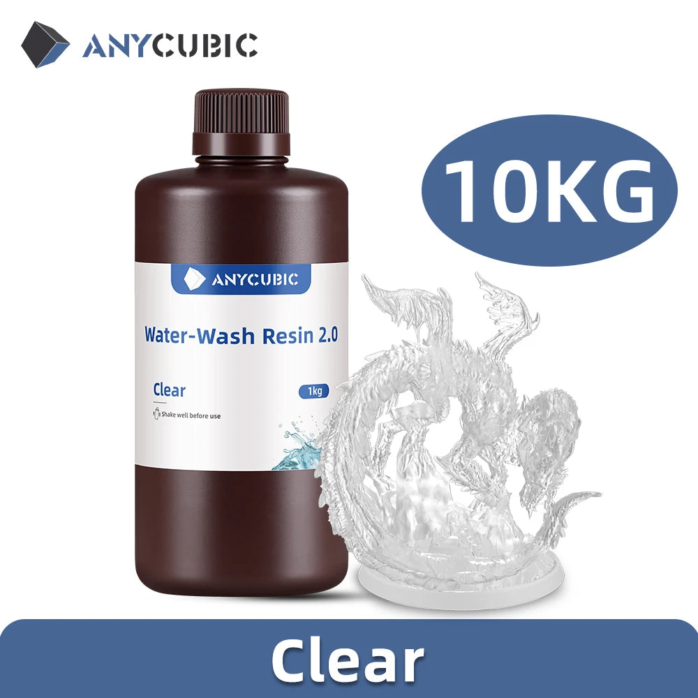 ANYCUBIC 10KG Water-Wash Resin For LCD 3D Printer High Precision Low Odor Low Viscosity 3D Printing Standard Photopolymer