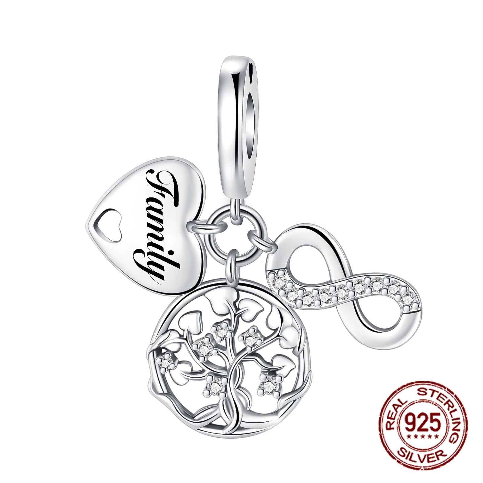 925 Sterling Silver Heart Shaped Warm Family MOM Charm Beads Fit 4MM hole diameter Bracelets Fine DIY Mother's Day Jewelry Gifts