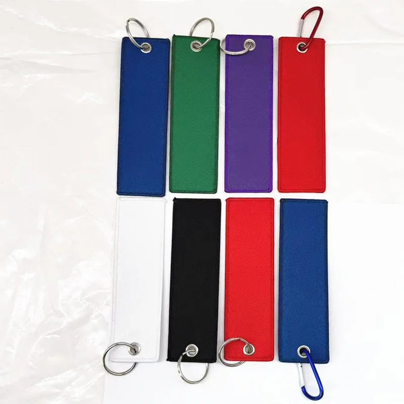 1PC Custom LOGO Keychain Blank Canvas Webbing Personalized Key Chains Motorcycle Popular Ribbon Weave Keyring Bag Accessory