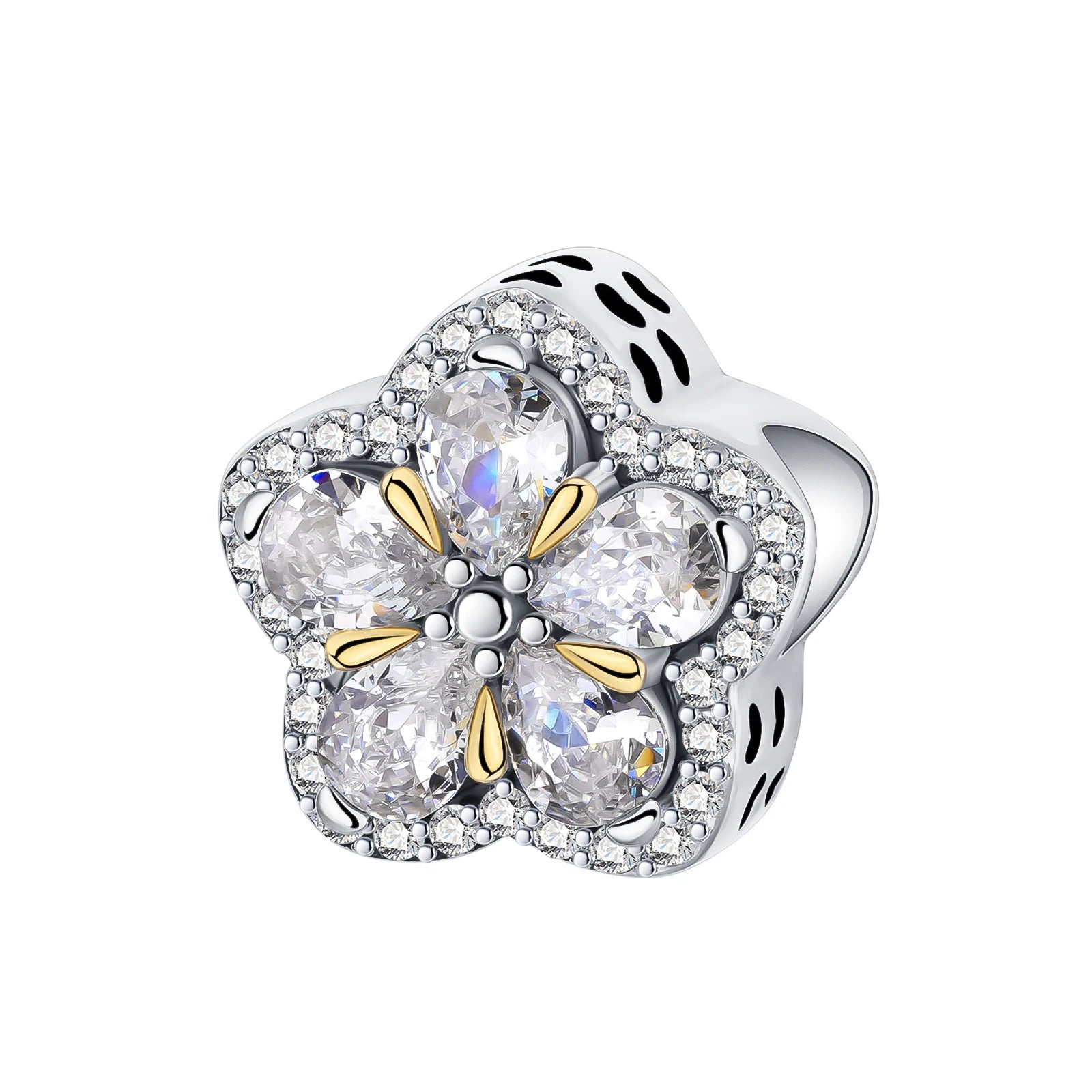 2024 New 925 Sterling Silver Bead Golden Heart-Shaped Lock Birthday Candle Charm Fit Bracelet DIY Women Jewelry