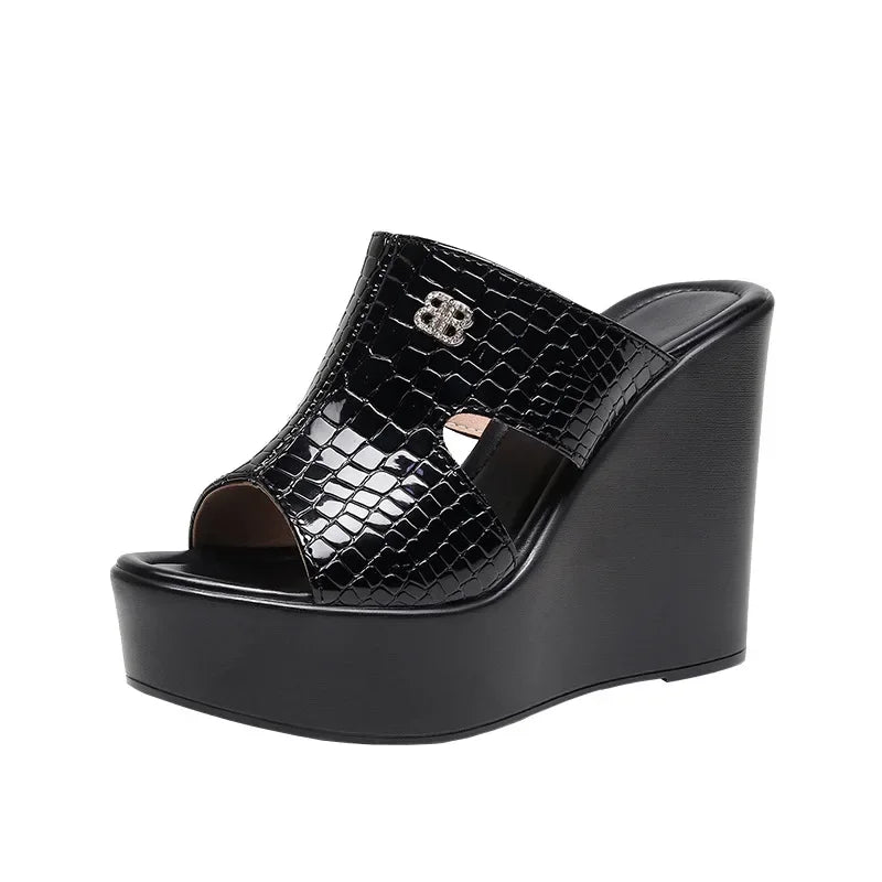 2025 33-43 Summer Wedges Heeled Slippers Ladies Shoes for Women Sandals Peep Toe Outside Women's Slipper Female Platform Sandal