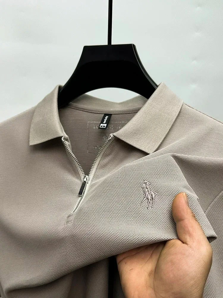 Brand Embroidered Half Zipper Short Sleeve Polo Shirt Men Flip Collar Casual Top Summer Trendy Designer New Casual Paul T-shirt