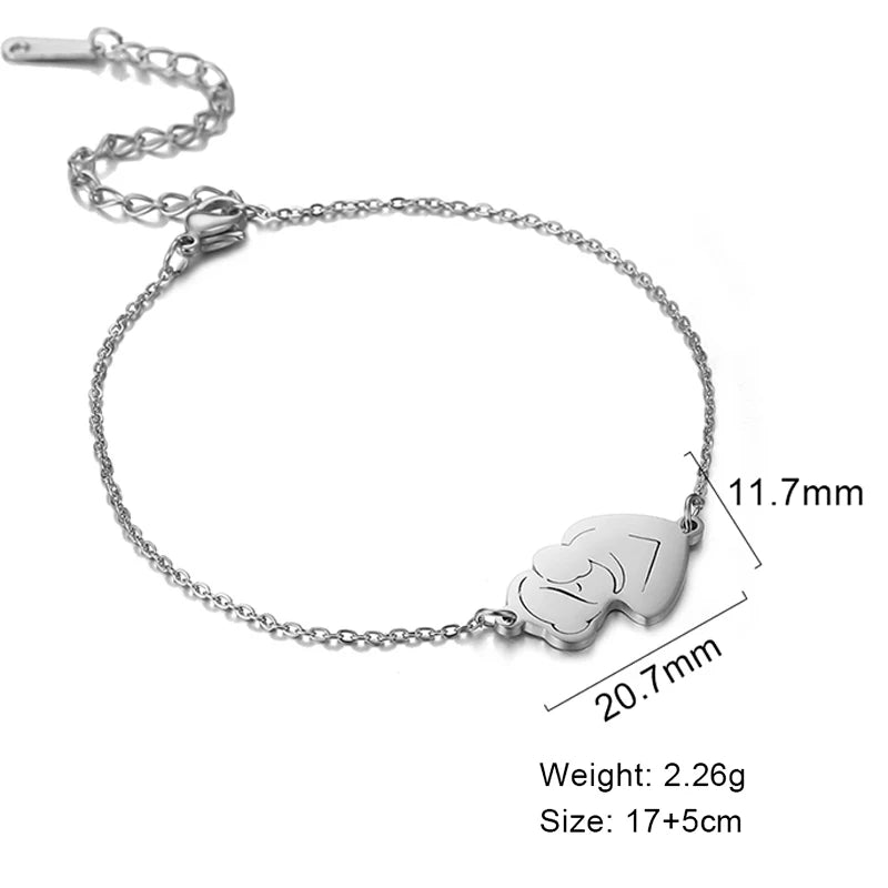 Skyrim Fashion Baby Mom Rope Bracelet Love Family Stainless Steel Charm Bracelets Pulsera Jewelry for Women Mother's Day Gift