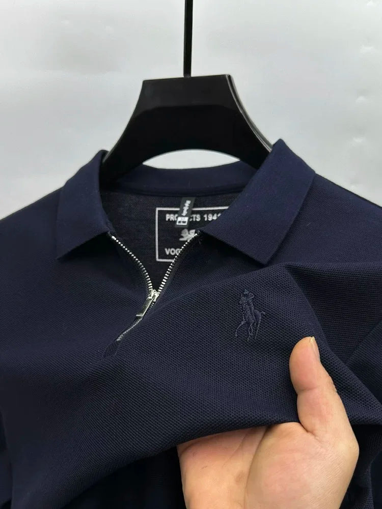 Brand Embroidered Half Zipper Short Sleeve Polo Shirt Men Flip Collar Casual Top Summer Trendy Designer New Casual Paul T-shirt