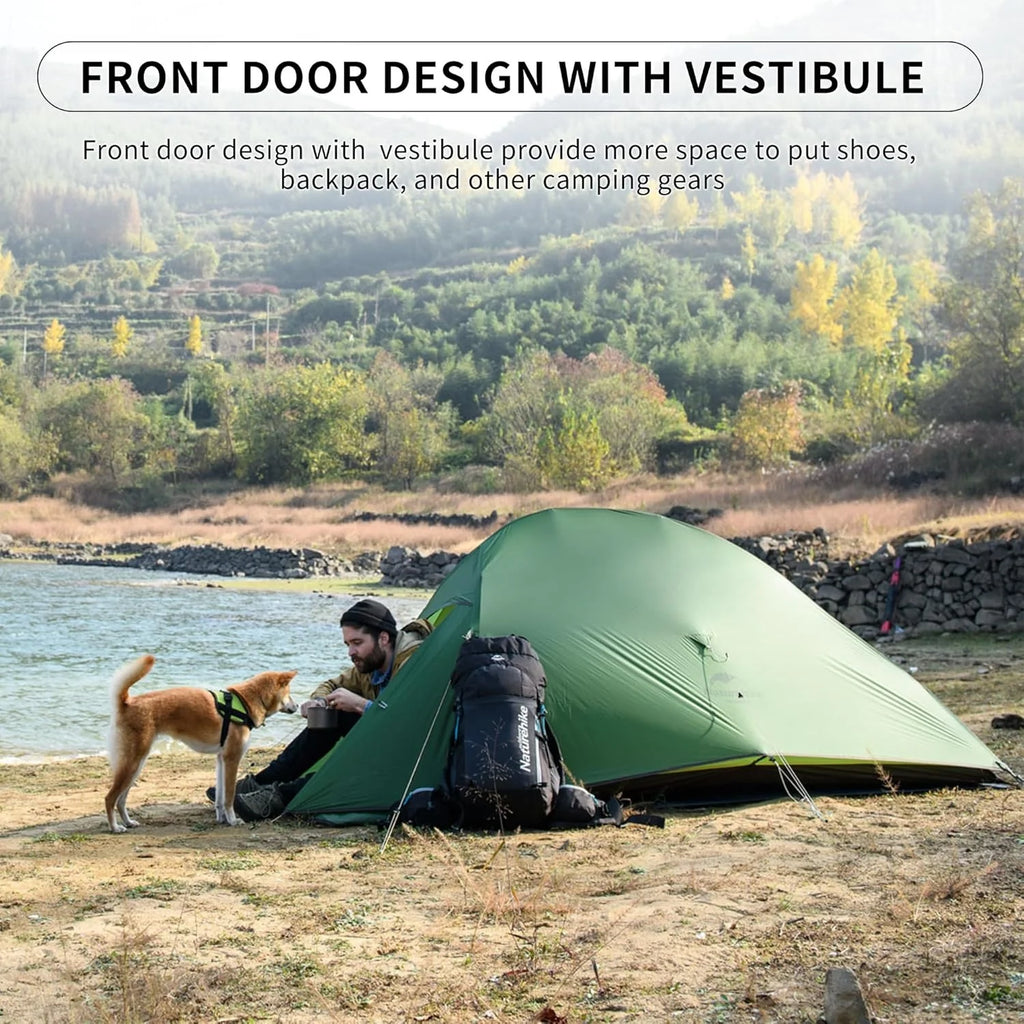 Naturehike Cloud Up 3 Person Ultralight Tent Waterproof Outdoor Hiking Cycling Backpacking Tent 20D Beach Camping Tents with Mat