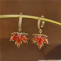 Exquisite Green Maple Leaf Tassel Drop Earring For Women Shiny Zircon Leaves Long Ear Line Geometric Earrings Party Jewelry Gift
