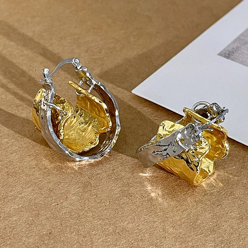 Fashion Cool Contrasting Colors Exaggerated Hoop Earrings For Women Retro Designer MutilLayer Earrings Jewelry Party Wedding ﻿