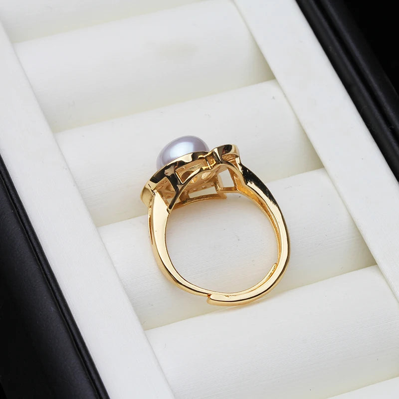 2023 Freshwater Pearl Rings For Women,Wedding Natural Pearl Ring Adjustable Mother Gift White