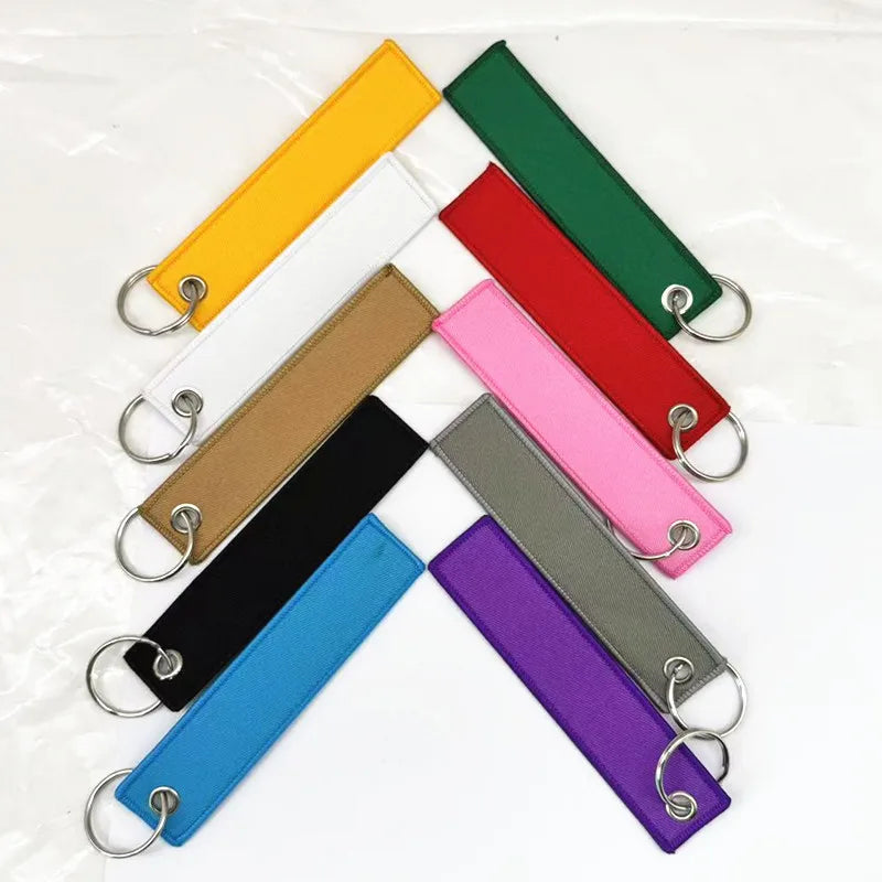 1PC Custom LOGO Keychain Blank Canvas Webbing Personalized Key Chains Motorcycle Popular Ribbon Weave Keyring Bag Accessory
