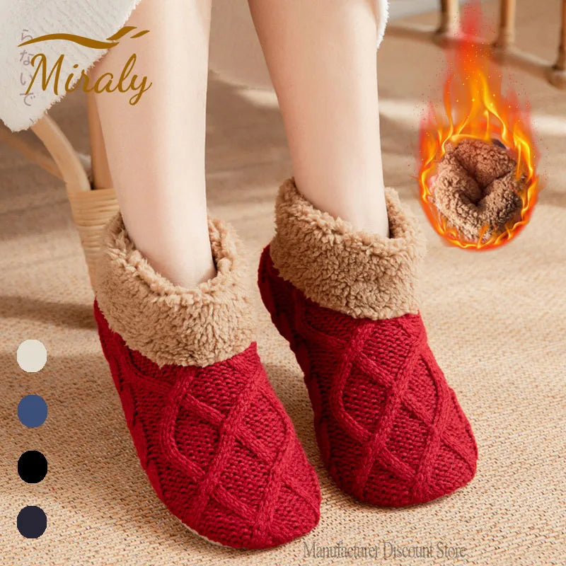 2025 New Thermal Fluffy Non-Slip Slipper Socks Winter Warm Men Women Short Cotton Thickened Fleece Home Sleeping Fuzzy Socks