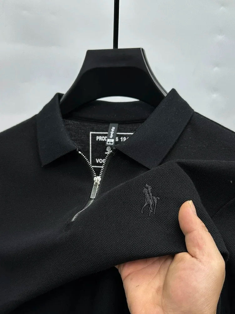 Brand Embroidered Half Zipper Short Sleeve Polo Shirt Men Flip Collar Casual Top Summer Trendy Designer New Casual Paul T-shirt