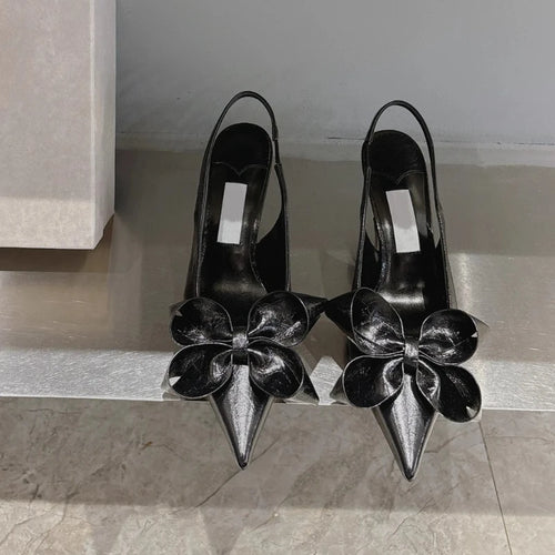 2025 Spring Summer New Fashion High Heel Bow Pointed Toe Stiletto Sandals Sexy Women Shoes