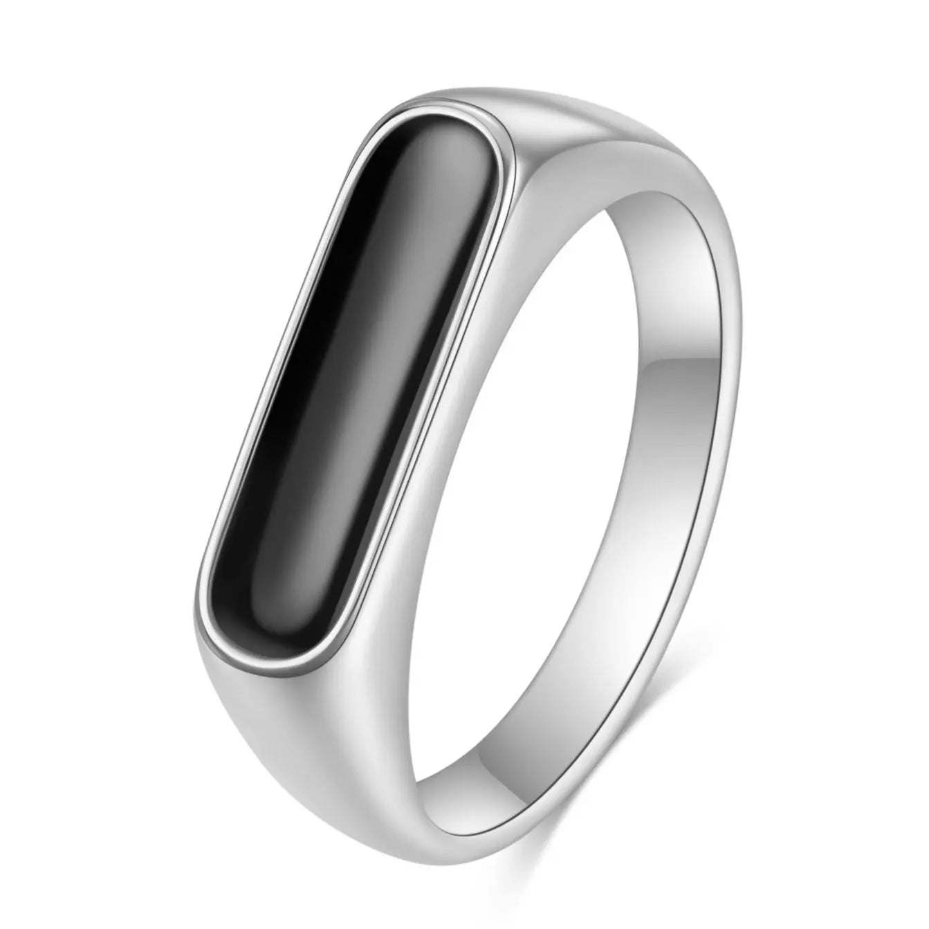 VQYSKO Mother Of Pearl Waterproof Tarnish Free Ring Signet Ring Dainty Bar Beautiful Gift For Her Him Staple Jewelry